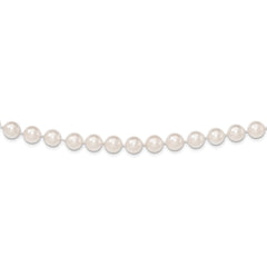 14K 8-9mm Round White Saltwater Akoya Cultured Pearl Necklace