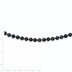 14K White Gold 7-8mm Round Black Saltwater Akoya Cultured Pearl Necklace