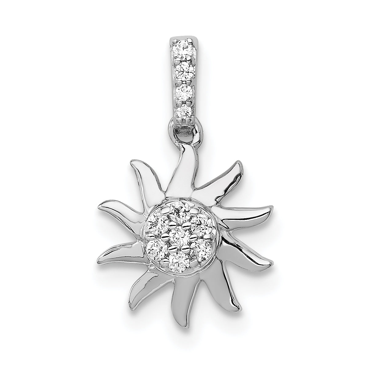 14k White Gold 1/15ct. Diamond Fancy Sun Pendant