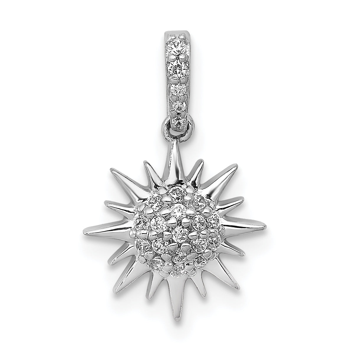 14k White Gold 1/10ct. Diamond Fancy Sun/Star Pendant