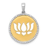 14k Two-tone Diamond Lotus Flower Pendant