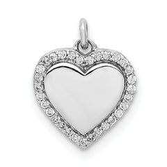 14k White Gold 1/10ct. Diamond Fancy Polished Heart Pendant