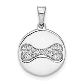 14k White Gold Diamond Bone Pendant
