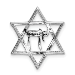 14k White Gold 1/10ct. Diamond Star of David w/Chai Chain Slide