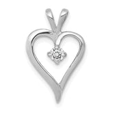 14k White Gold AA 1/10ct. Diamond Heart Pendant