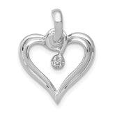 14k White Gold AA .01ct. Diamond Heart Pendant