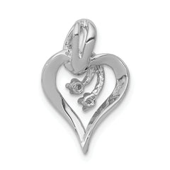 14k White Gold AA Diamond Fancy Heart Pendant
