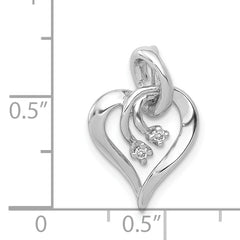14k White Gold AA Diamond Fancy Heart Pendant