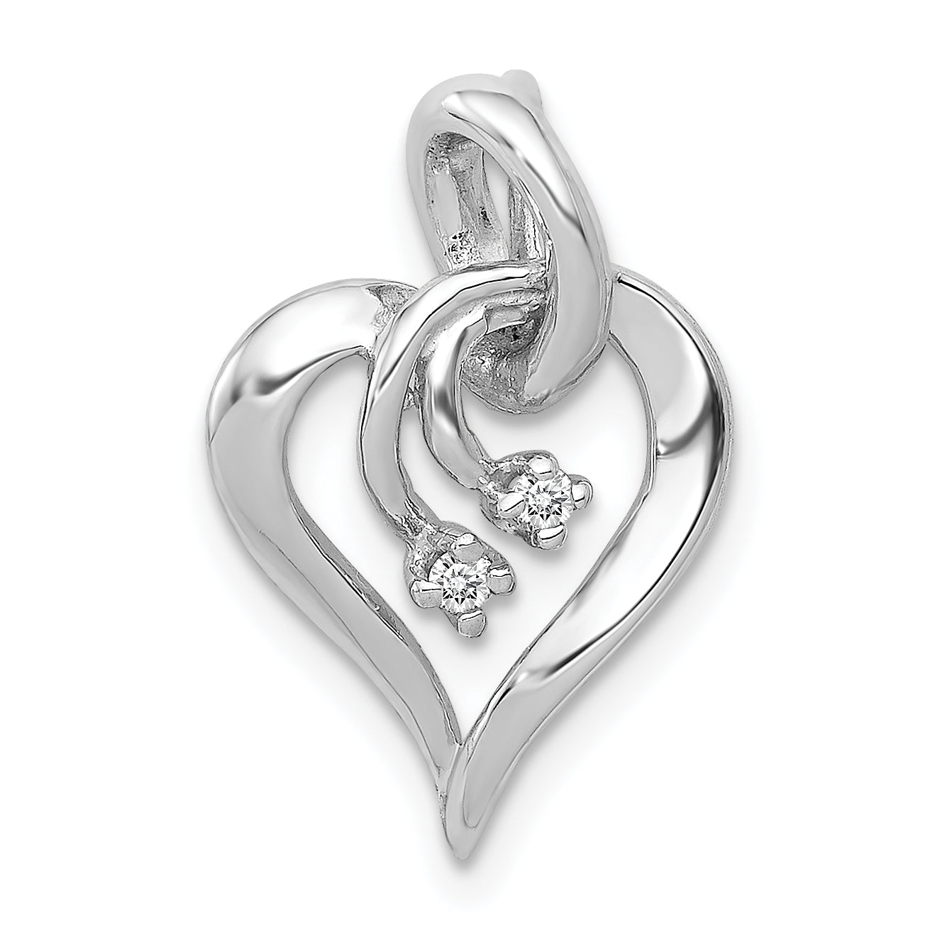 14k White Gold AA Diamond Fancy Heart Pendant