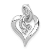 14k White Gold AA Diamond Fancy Heart Pendant