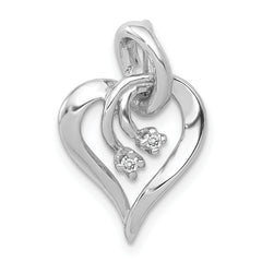14k White Gold AA Diamond Fancy Heart Pendant