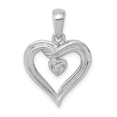 14k White Gold AA Diamond Heart Pendant