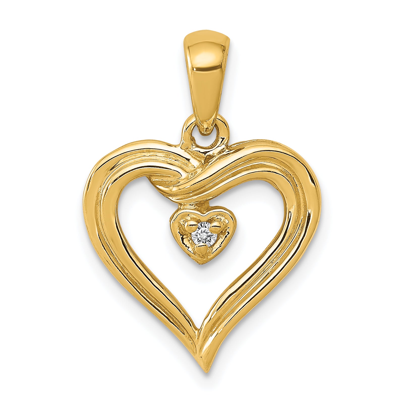 14k AA Diamond Heart Pendant