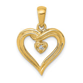 14k AA Diamond Heart Pendant