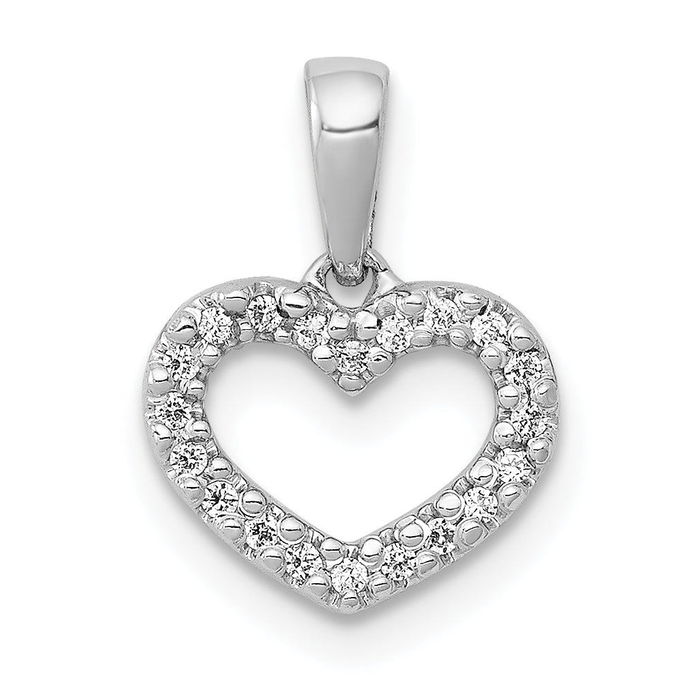 14k White Gold .03ct. Diamond Heart Pendant