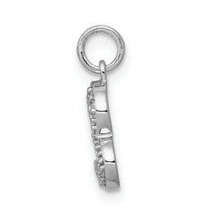 14k White Gold 1/20ct. Diamond Curved Heart Charm