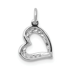 14k White Gold 1/20ct. Diamond Curved Heart Charm