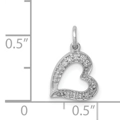 14k White Gold 1/20ct. Diamond Curved Heart Charm