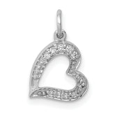 14k White Gold 1/20ct. Diamond Curved Heart Charm
