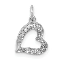 14k White Gold 1/20ct. Diamond Curved Heart Charm