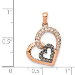 14k Rose Gold Champagne and White Diamond Hearts Pendant