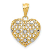 14k and White Rhodium 1/2pt Diamond Heart Pendant