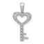 14k White Gold 1/20ct. Diamond Heart Key Pendant