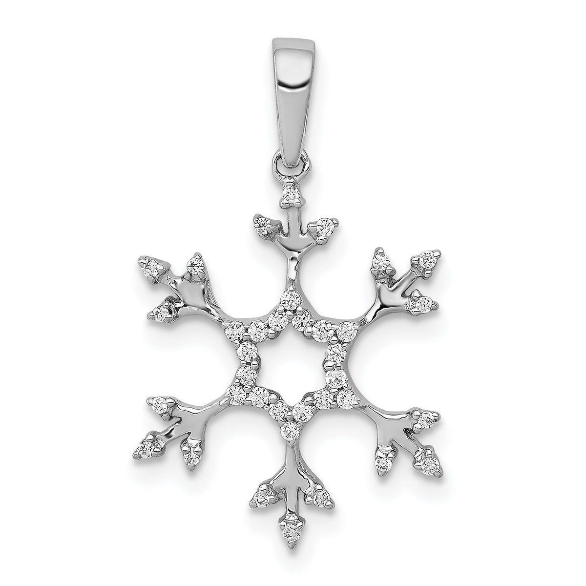 14k White Gold 1/6ct. Diamond Snowflake Pendant