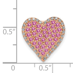 14k Rose Gold Diamond and Pink Sapphire Vintage Heart Chain Slide