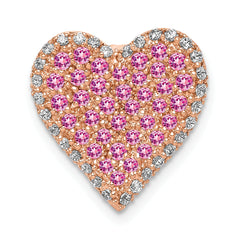 14k Rose Gold Diamond and Pink Sapphire Vintage Heart Chain Slide