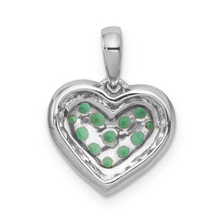 14k White Gold w/Black Rhodium Diamond/Emerald Heart Pendant