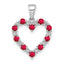 14k White Gold Diamond and .35 Ruby Heart Pendant