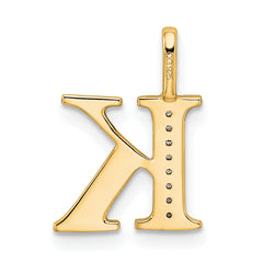 10K Diamond Letter K Initial Pendant