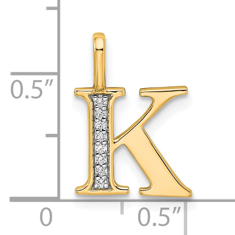 10K Diamond Letter K Initial Pendant