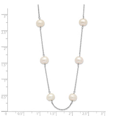 14K White Gold Freshwater Pearl Necklace with Rhodium Finish
