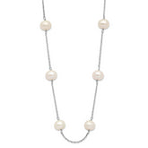 14K White Gold 6-7mm White Round FW Cultured Pearl 12-station Necklace