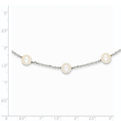 14K White Gold Freshwater Cultured Pearl Necklace with Rhodium Finish