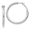 14k White Gold 3x30mm Polished Round Omega Back Hoop Earrings