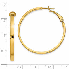 14K Gold Polished Square Tube Hoop Earrings with Omega Clip