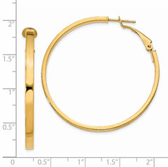 14K Gold Polished Square Tube Hoop Earrings with Omega Clip