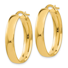 14K Gold Polished Oval Hoop Earrings, 5.75mm Elegant Hollow Design
