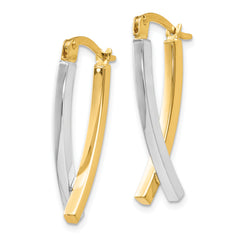 14K Two-Tone Gold Hinged Drop Earrings with Polished Finish Elegant Design