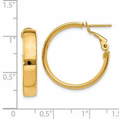 14K Gold 5mm Polished Hoop Earrings with Omega Back Closure Elegant Hollow Design