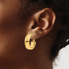 14k 7.75mm Omega Back Hoop Earrings