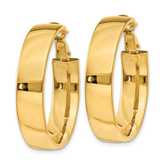 14K Gold Polished Hoop Earrings with Omega Back 30mm Large Bold Design