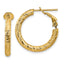 14k 3mm Polished Diamond-cut Round Omega Back Hoop Earrings