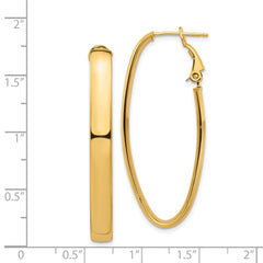 14k High Polished 5mm Omega Back Oval Hoop Earrings