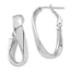 Twisted Oval Omega Back Hoop Earrings in 14K White Gold, 14.5x27mm - Sophia Jewelers