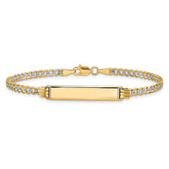 14k with Rhodium Pavââ¬Å¡ Curb ID Bracelet