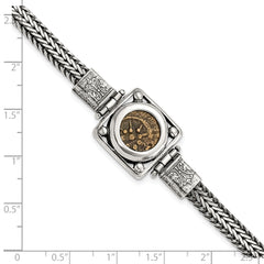 Ancient Coins Sterling Silver and Bronze Antiqued Widow's Mite Coin 7 inch Fancy Lobster Clasp Bracelet with a Certificate of Authenticity